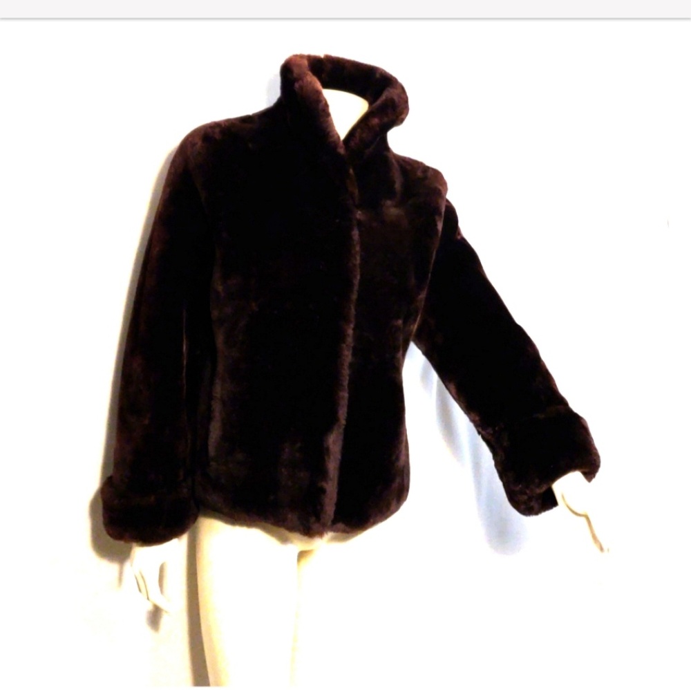 VTG Joseph Horne Co. Lesley Pittsburgh Dark Faux Fur Jacket Luxury Coat L/XL